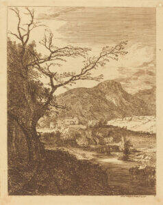 Paul Sandby (British, 1731 - 1809 ), Landscape with Tree in Left Foreground, 1750, etching, Ailsa Mellon Bruce Fund 1974.54.12